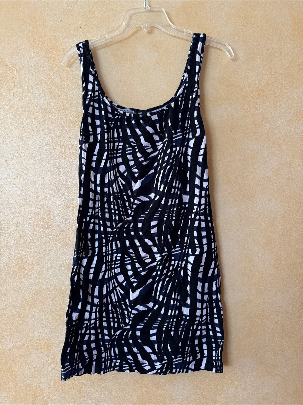 H&M Black, Blue and White Patterned Mini Dress